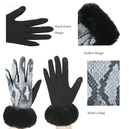 Faux-Fur Snake Gloves