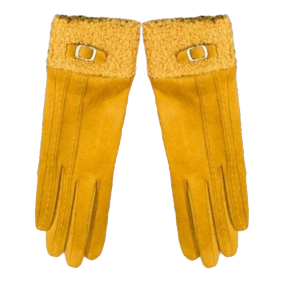 Faux Sheep Fur Buckle Gloves with Buckle